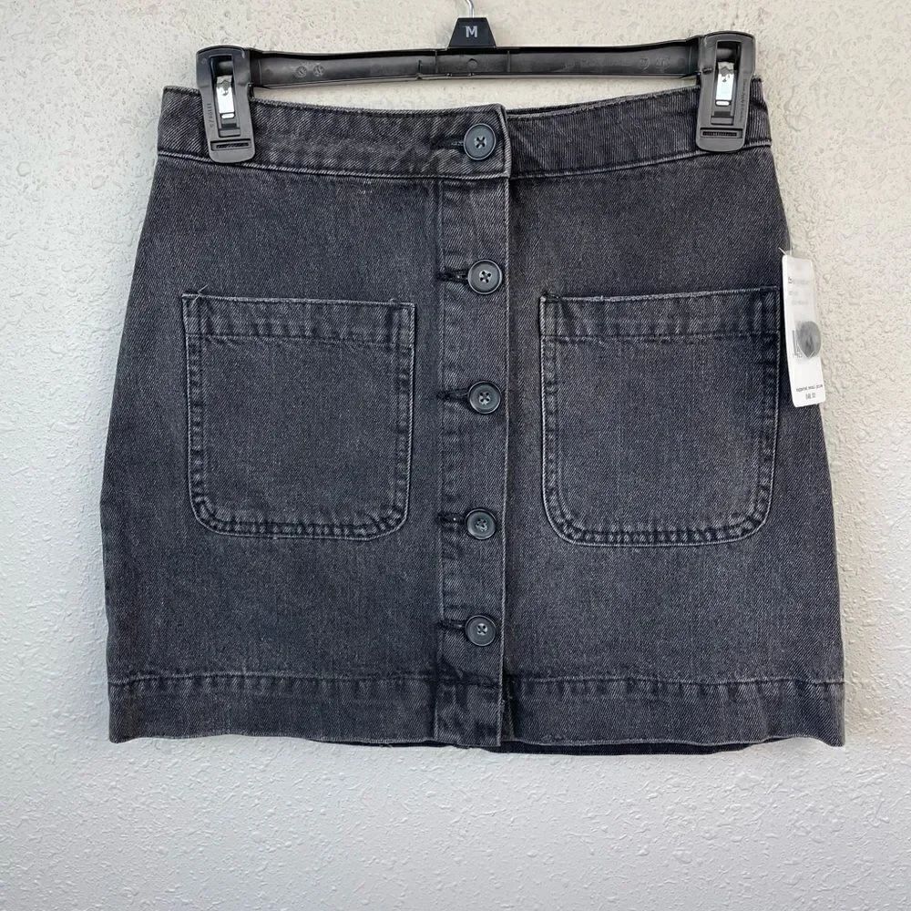 NWT We The Free Rocky Mountain Black Denim Skirt Size 24 Regular